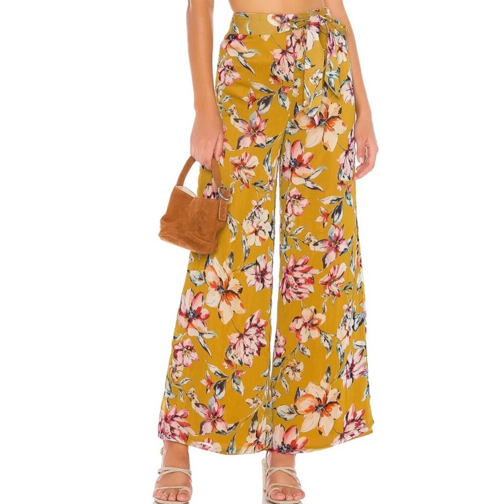 Tularosa Sydney Mustard Floral Wide Leg Pants X Small - Picture 5 of 7